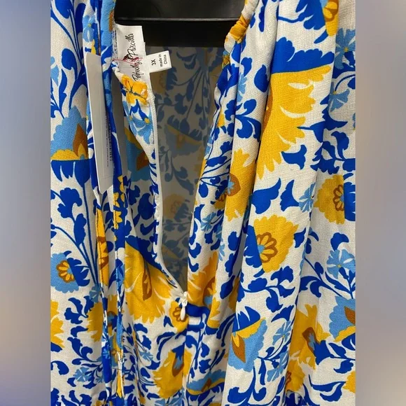 NWT Blue‎ Yellow Floral Sleeveless Halter Sundress Maxi Adjustable 3X (22/24) - Picture 10 of 16